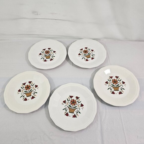 Homer Laughlin USA Bayberry Floral Basket 7" Salad Luncheon Plates - Set of 5 - Picture 15 of 16